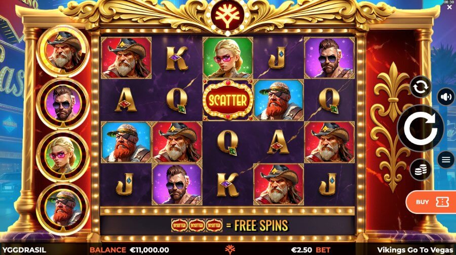 Hovedspillet på spilleautomaten Vikings Go To Vegas