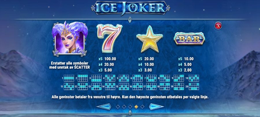 Høytbetalende symboler på spilleautomaten Ice Joker