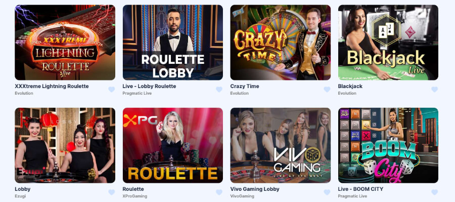 IceBet har et live casino med klassiske bordspill og live game show-spill