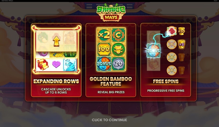 Introbilde på spilleautomaten Bamboo Ways fra Push Gaming