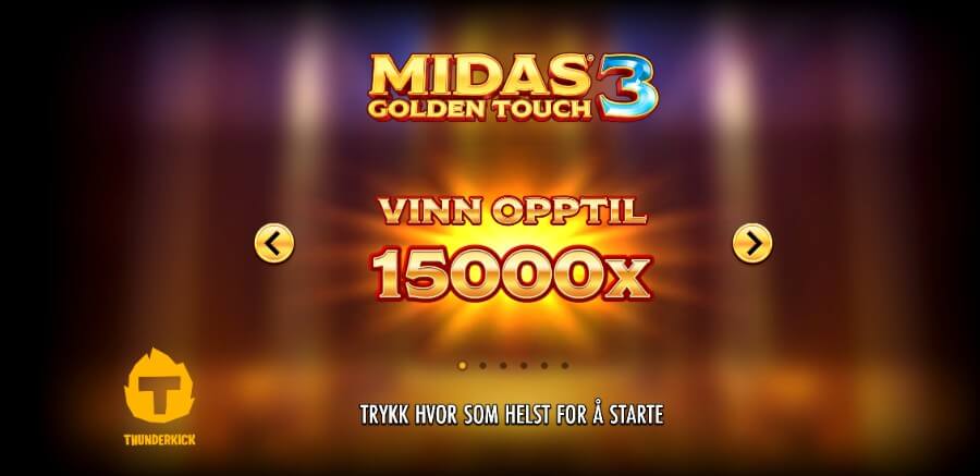 Introbilde på spilleautomaten Midas Golden Touch 3 fra Thunderkick