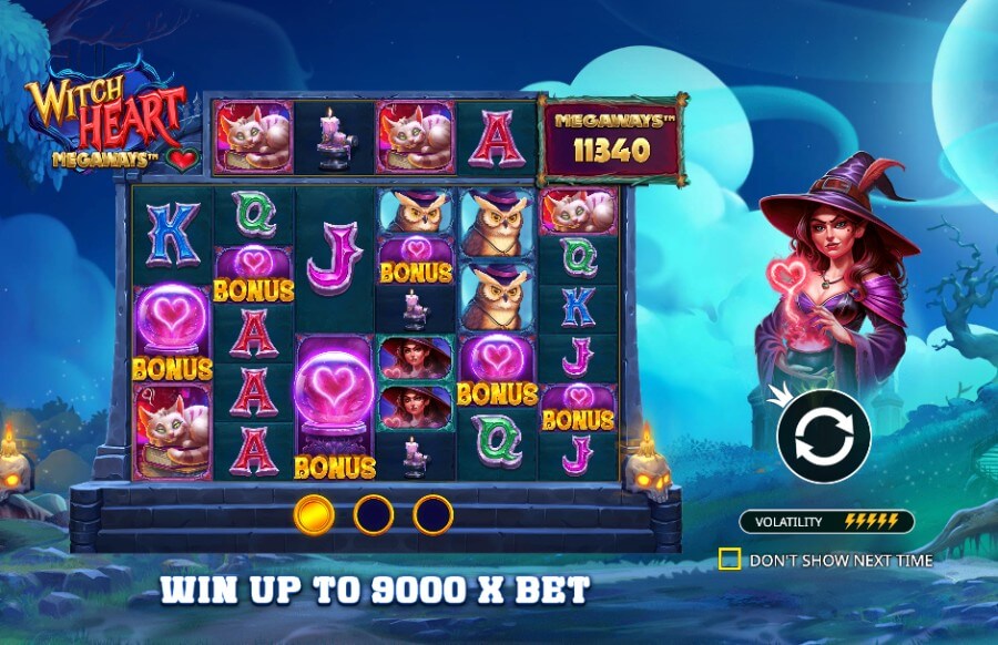 Introbilde på spilleautomaten Witch Heart Megaways™ fra Pragmatic Play