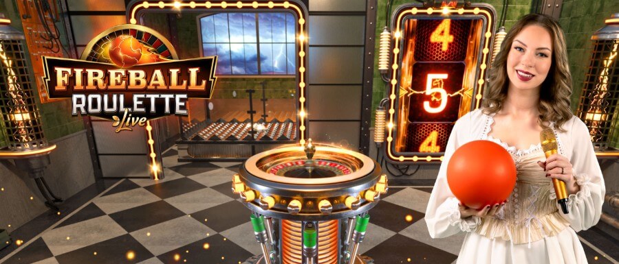 Introbilde på game showet Fireball Roulette fra spillutvikleren Evolution