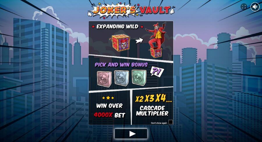 Introbilde på spilleautomaten Joker's Vault fra spillutvikleren BF Games