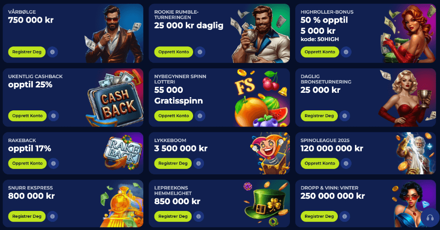 Ivybet har en kampanjeside med flere tilbud