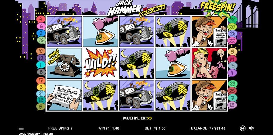 Free spins på Jack Hammer med Wilds og re-spins
