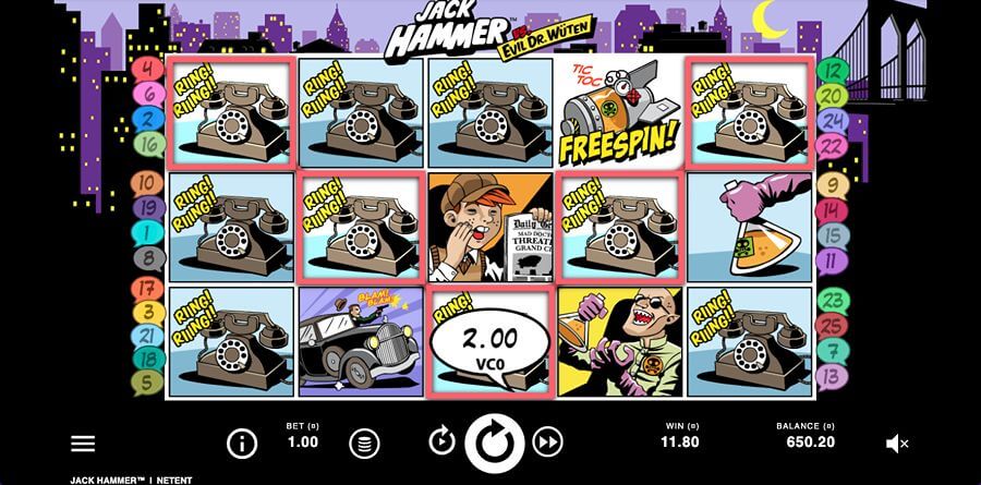 Et eksempel på en gevinst på Jack Hammer