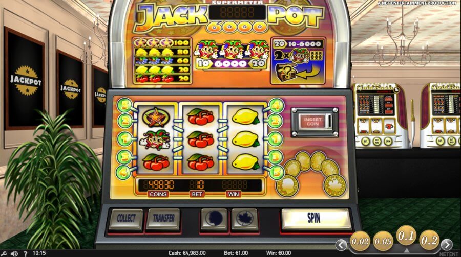 Spilleautomaten Jackpot 6000 er et klassisk jokerspill fra spillutvikleren NetEnt