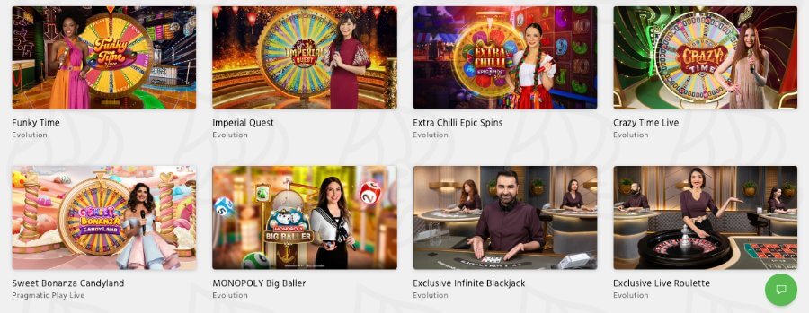 Jackpot Guru har et live casino med bordspill og innovative game show