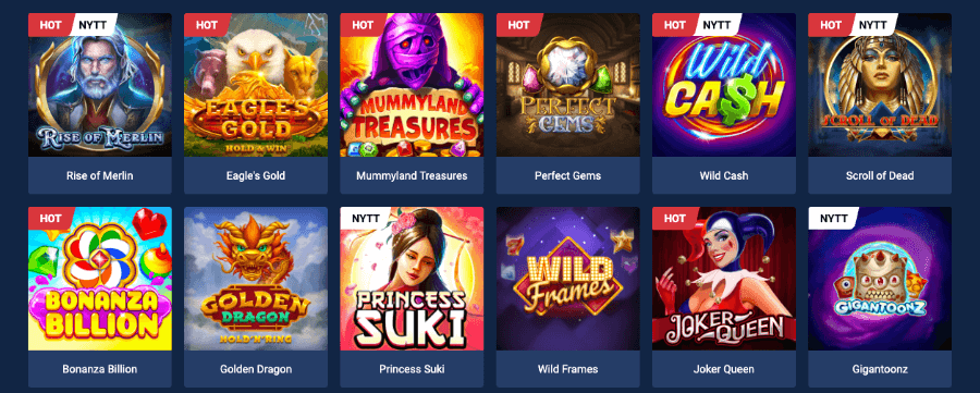 Jackpoty har et godt utvalg av spilleautomater og andre casinospill