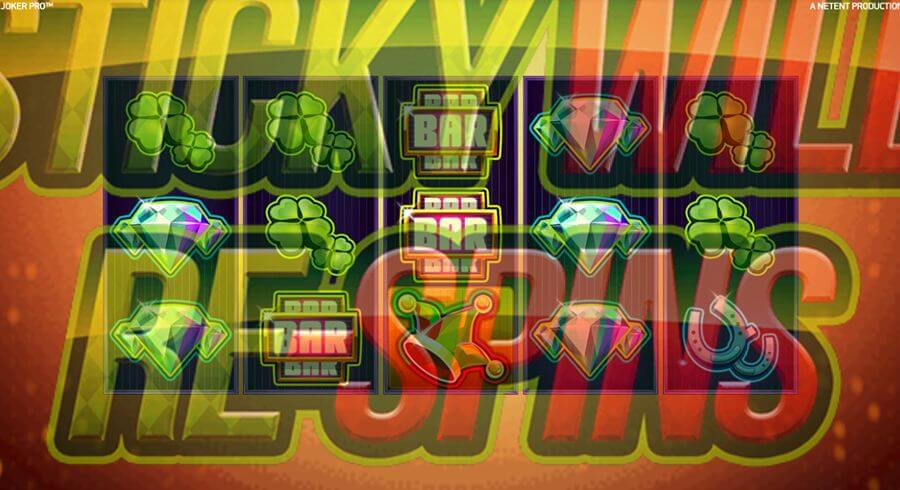 Sticky Wild Re-Spins på spilleautomaten Joker Pro
