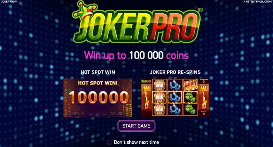 Introbilde på spilleautomaten Joker Pro fra NetEnt