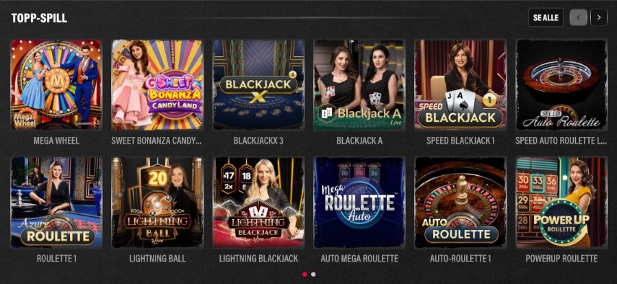 Jokery har et live casino med klassiske bordspill og live game show-spill