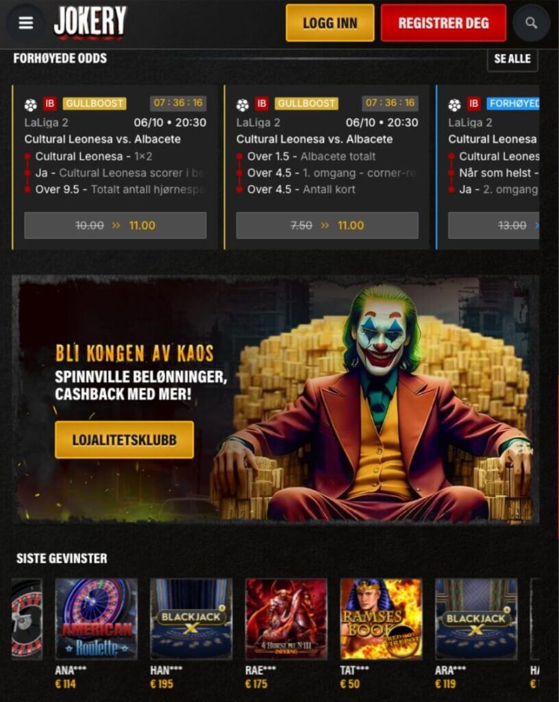 Jokery har et brukervennlig mobilcasino