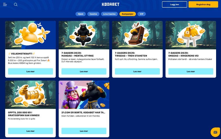 Kampanjesiden til Kodabet inneholder flere tilbud