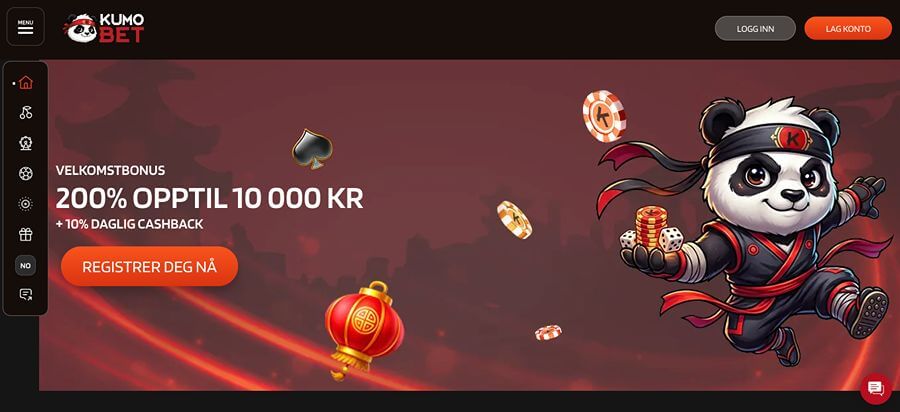Kumo Bet forside med bonus
