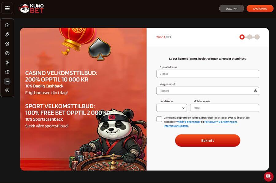 Kumo Bet registreringsprosess