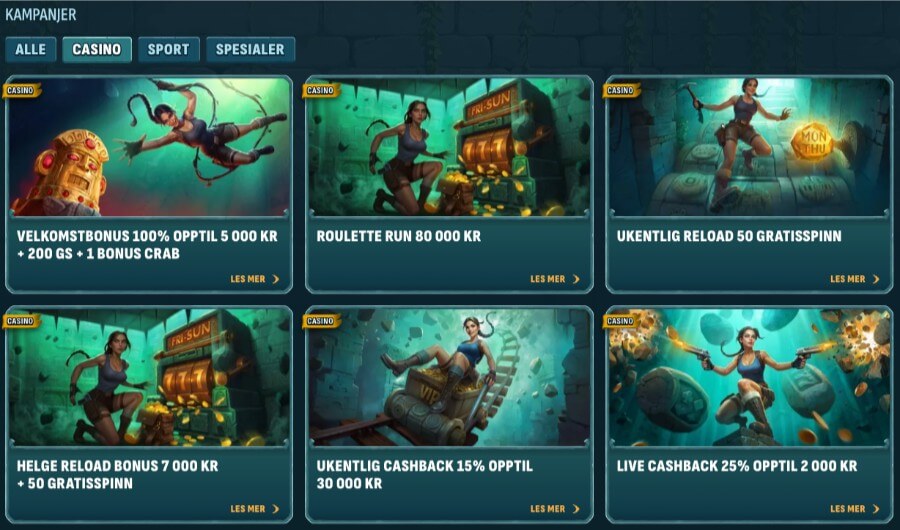 Kampanjesiden med tilbud hos Larabet