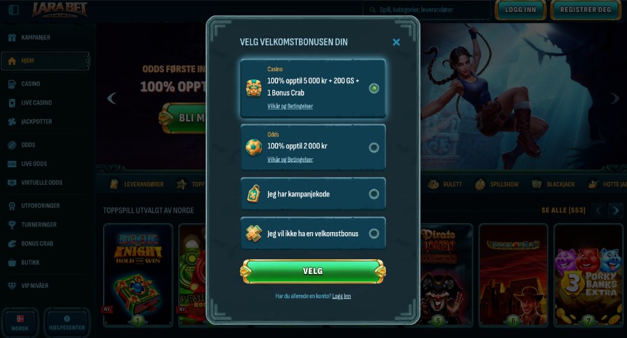 Registreringsprosessen hos Larabet