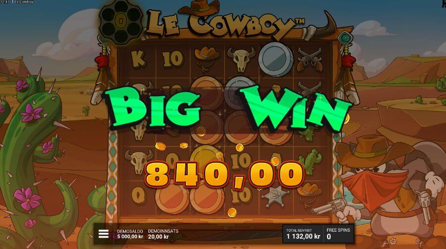 Gevinst på spilleautomaten Le Cowboy