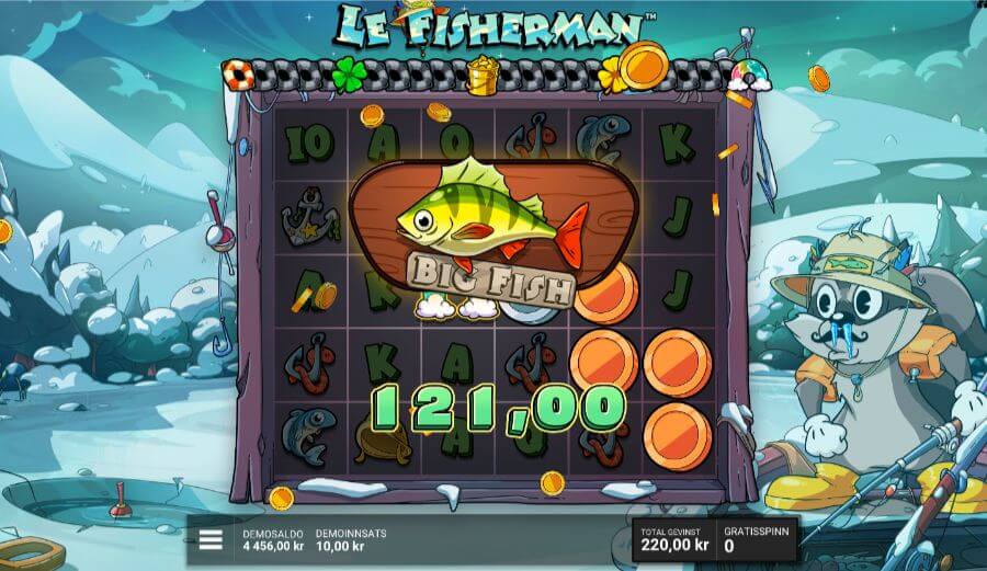 Et eksempel på en gevinst på spilleautomaten Le Fisherman