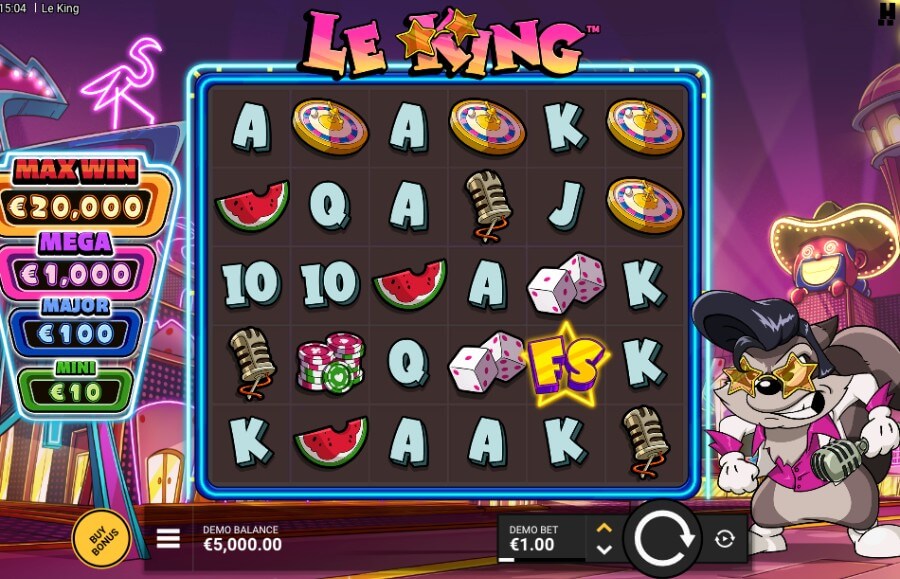 Hovedspillet på spilleautomaten Le King fra Hacksaw Gaming