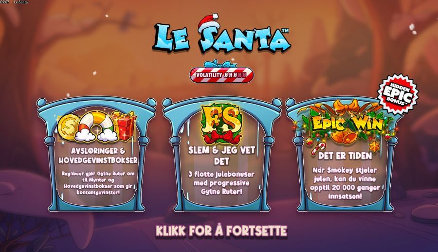 Introbilde på spilleautomaten Le Santa fra Hacksaw Gaming