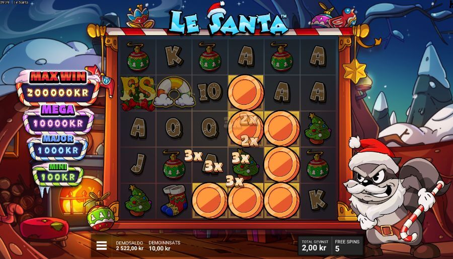 Free spins med mynter på spilleautomaten Le Santa