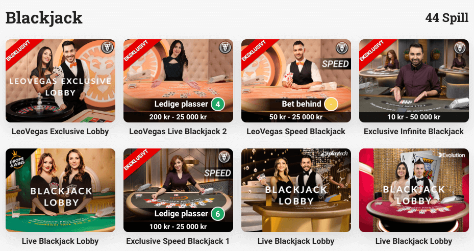 LeoVegas - Blackjack-lobby