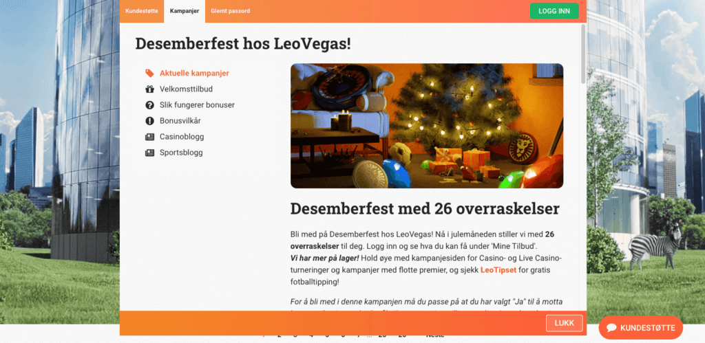 Juletilbud hos LeoVegas 2020 LeoVegas desemberfest med daglige overraskelser