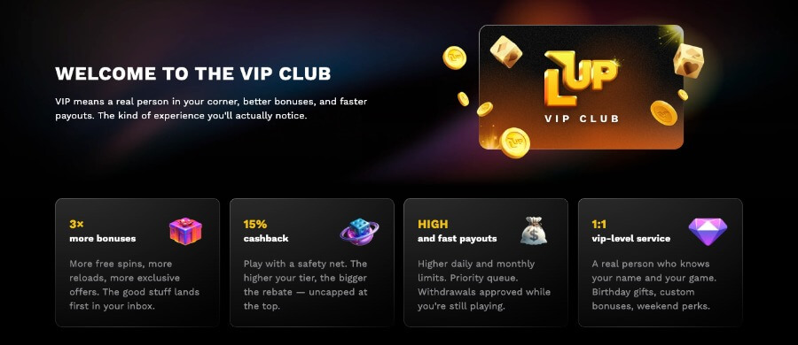 Level Up Casino har et eget VIP-program