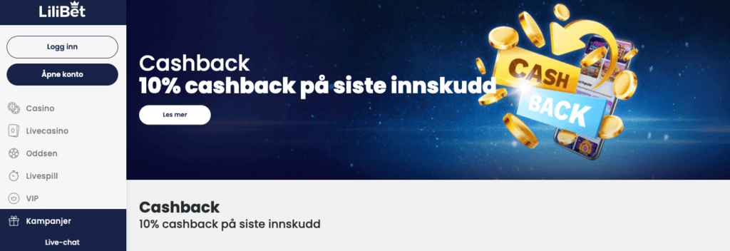 Cashback hos LiliBet