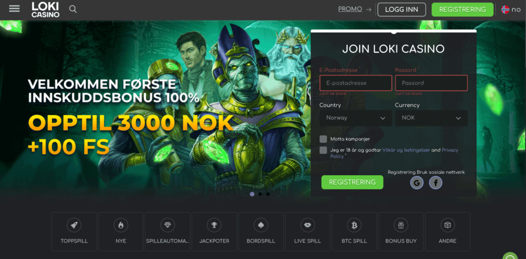 Loki Casino forside
