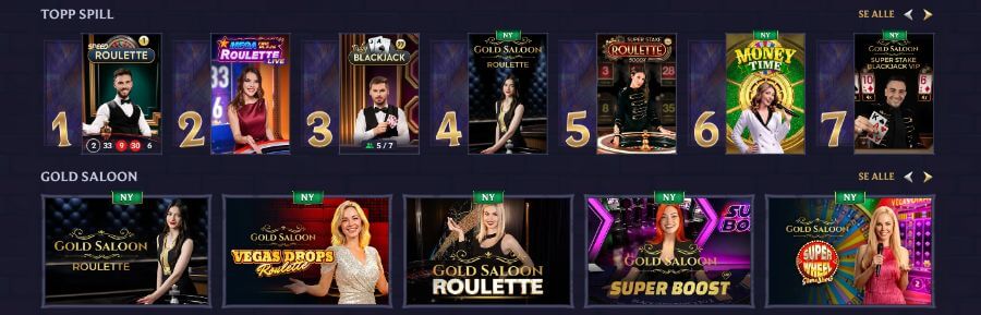 LolaJack har et live casino med klassiske bordspill og live game show-spill