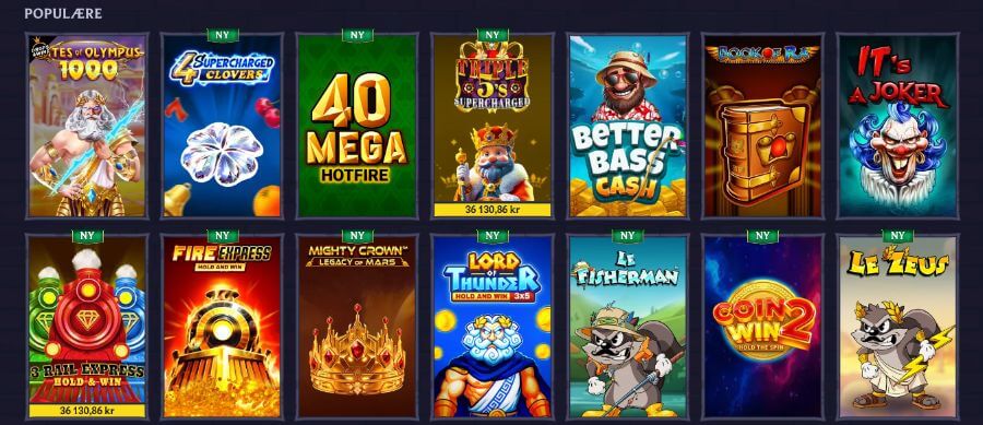 LolaJack har et utvalg av spilleautomater og andre casinospill