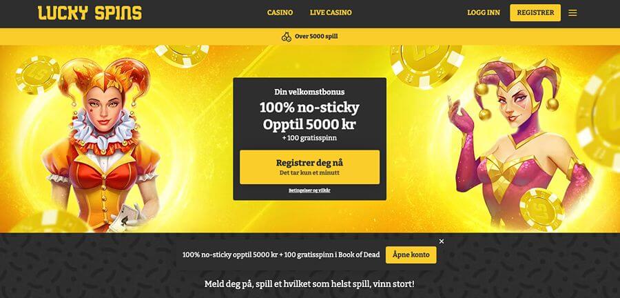 Lucky Spins forside med bonus