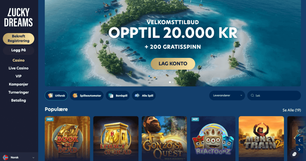 LuckyDreams Casino forside