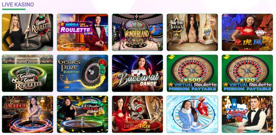 Lucy's Casino har et live casino med klassiske bordspill og live game show-spill