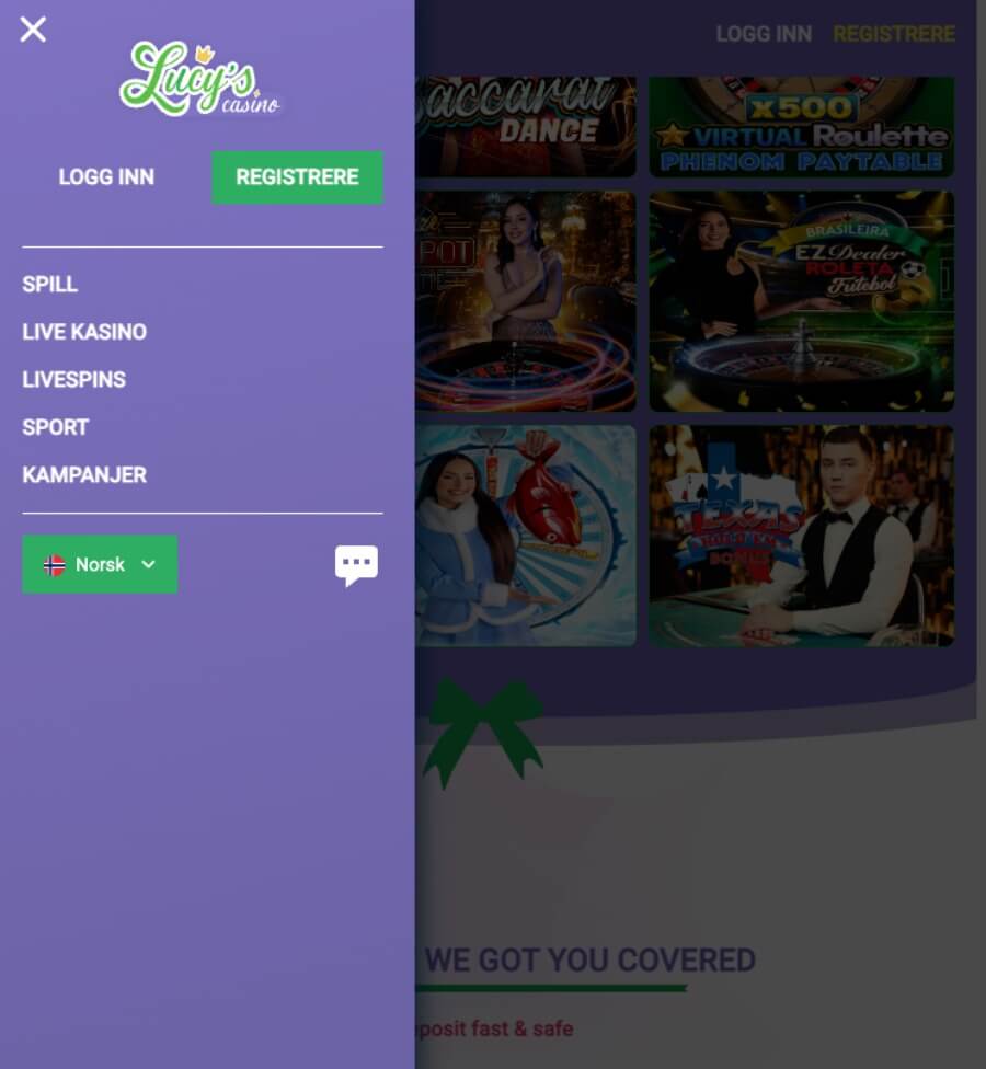 Lucy's Casino har et mobilcasino via nettleseren