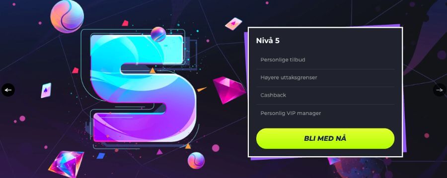 Lunibet har et VIP-program med fem niver