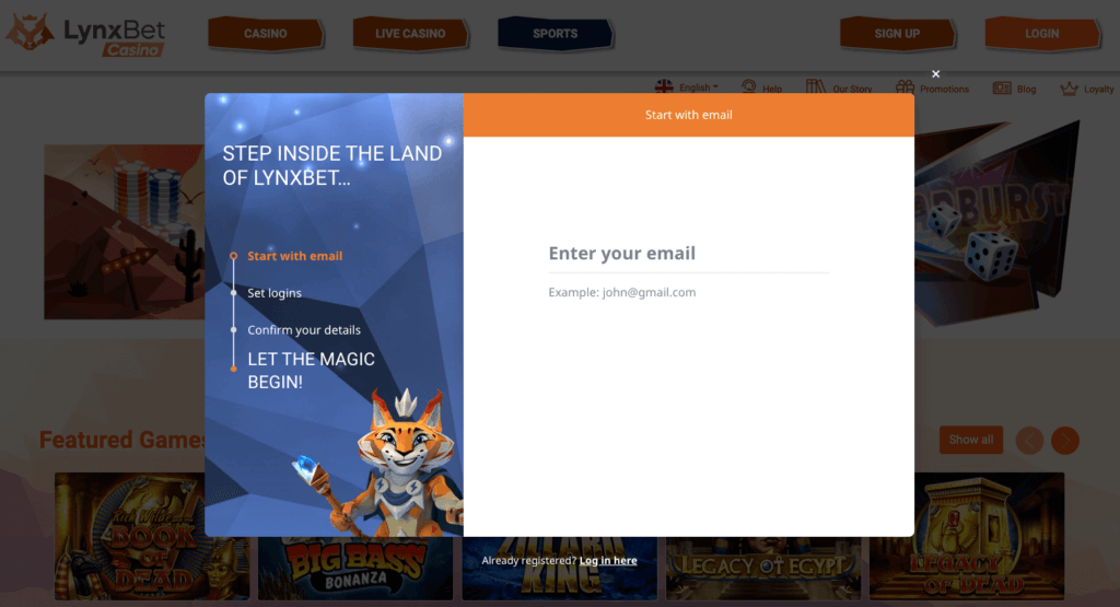 LynxBet registrering