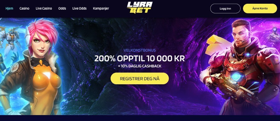 Lyrabet forside og velkomstbonus