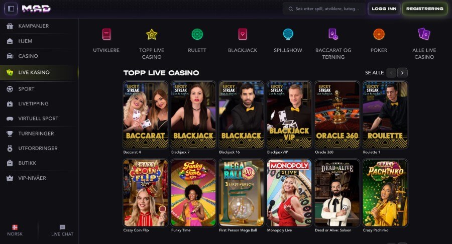Madcasino Live Casino