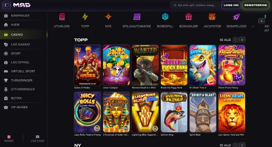 Madcasino Spilleautomater