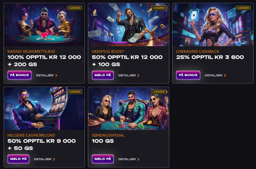 Kampanjesiden til Madcasino inneholder noen tilbud