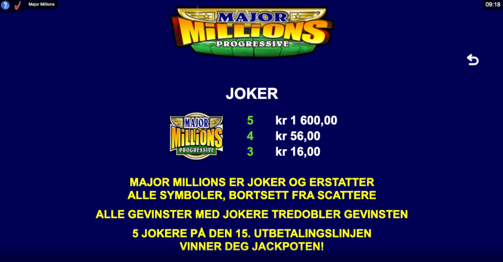 Major Millions jokere kan gi deg jackpotten