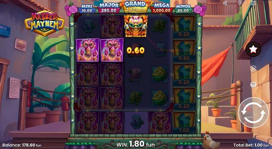 Et eksempel på Win Zone på spilleautomaten Masked Mayhem