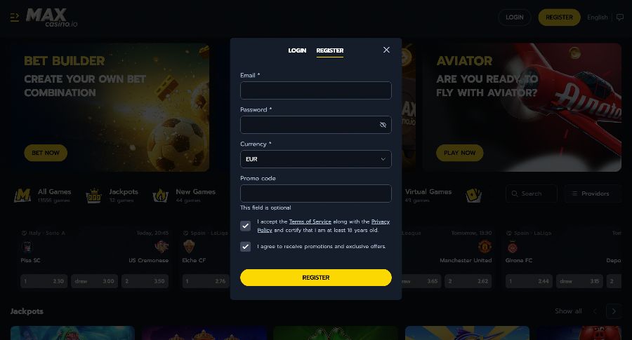 Maxcasino Registrering