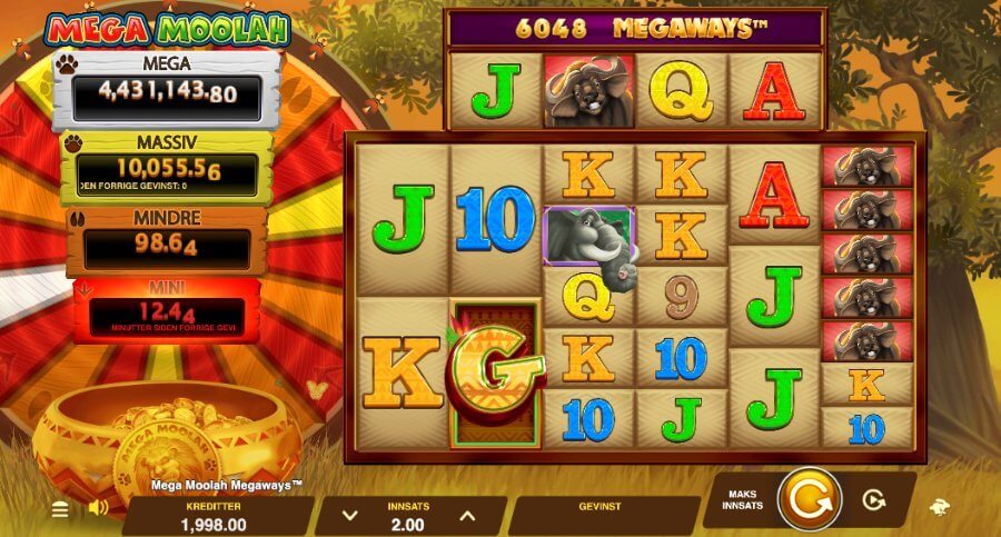 Mega Moolah Megaways™ er en populær spilleautomat fra Gameburger Studios med en progressiv jackpot