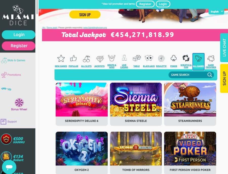 Miami Dice mobilcasino